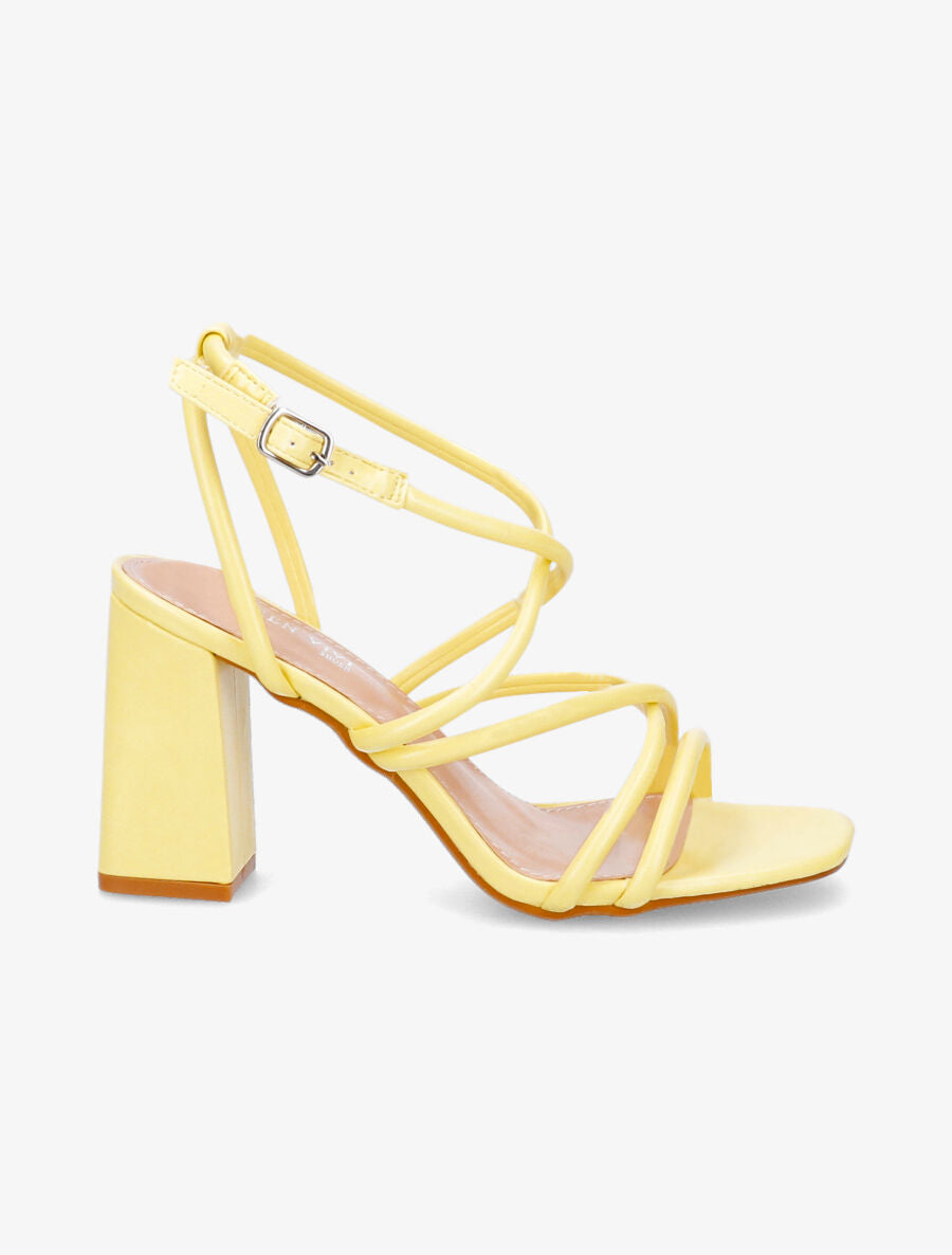 Sandales à ganses entrelacées et brides - Jaune - 5