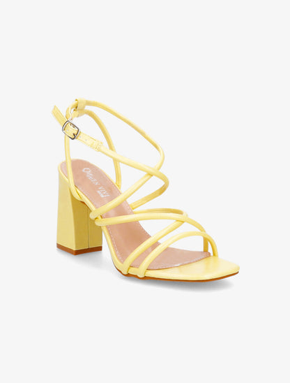 Sandales à ganses entrelacées et brides - Jaune - 2
