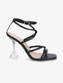 Sandales à brides et talons bobines transparents - Noir - 1