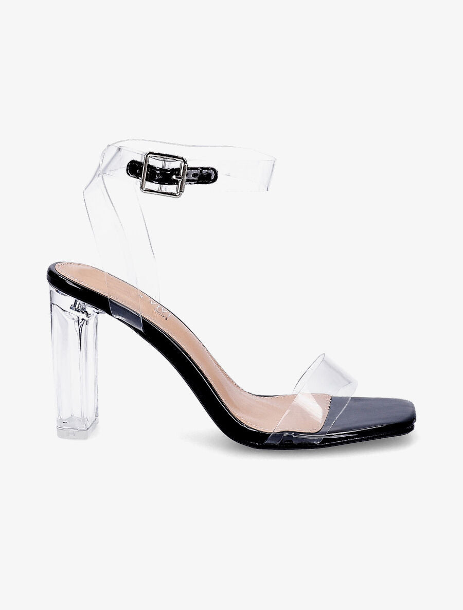 Sandales transparentes à talons - Noir - 1