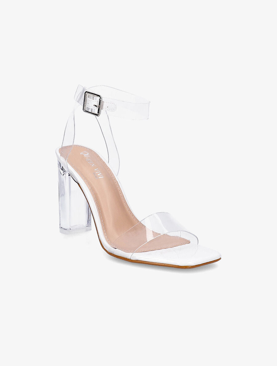 Sandales transparentes à talons - Blanc - 2