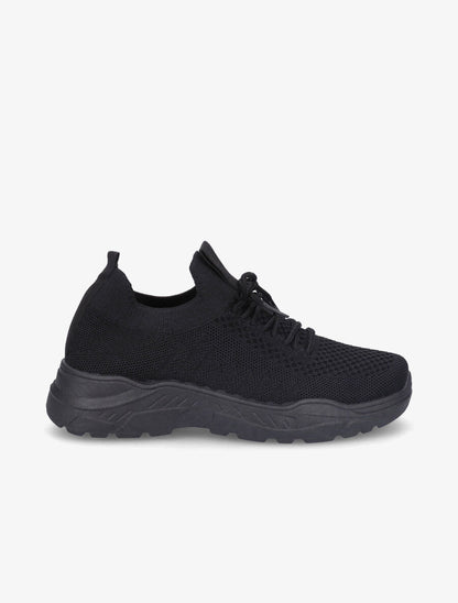Sneakers à lacets en mesh - Noir - 5