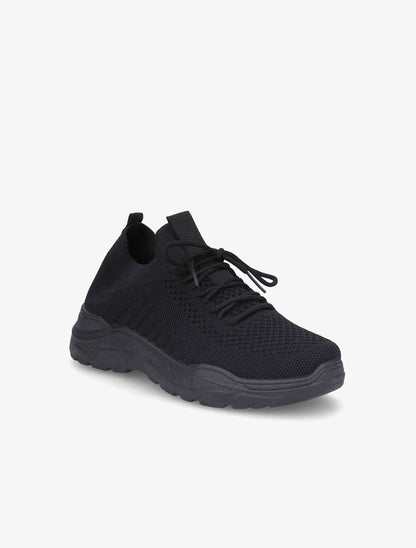 Sneakers à lacets en mesh - Noir - 2