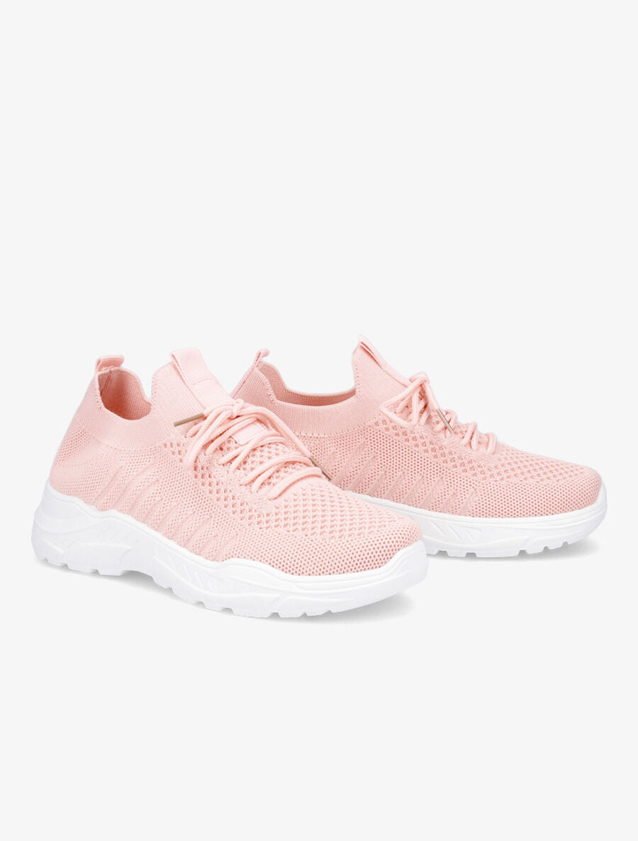 Sneakers à lacets en mesh - Rose pâle - 4