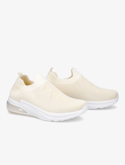 Running en mesh à semelles striées - Beige - 4