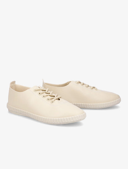 Tennis en simili à semelles striées - Beige - 4