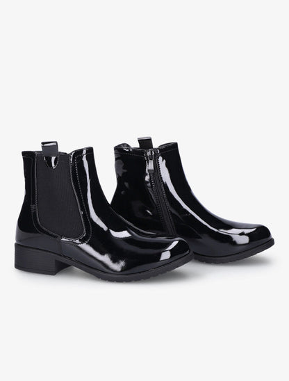 Bottines vernies à quartier élastiqué - Noir - 5
