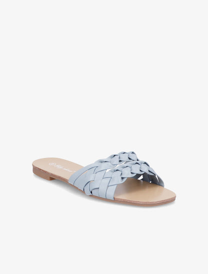 Mules tressées en simili - Bleu - 2