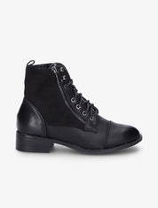 Bottines lacées à zip décoratif - Noir - 6