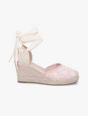 Sandales compensées en crochet à nouer - Rose - 5