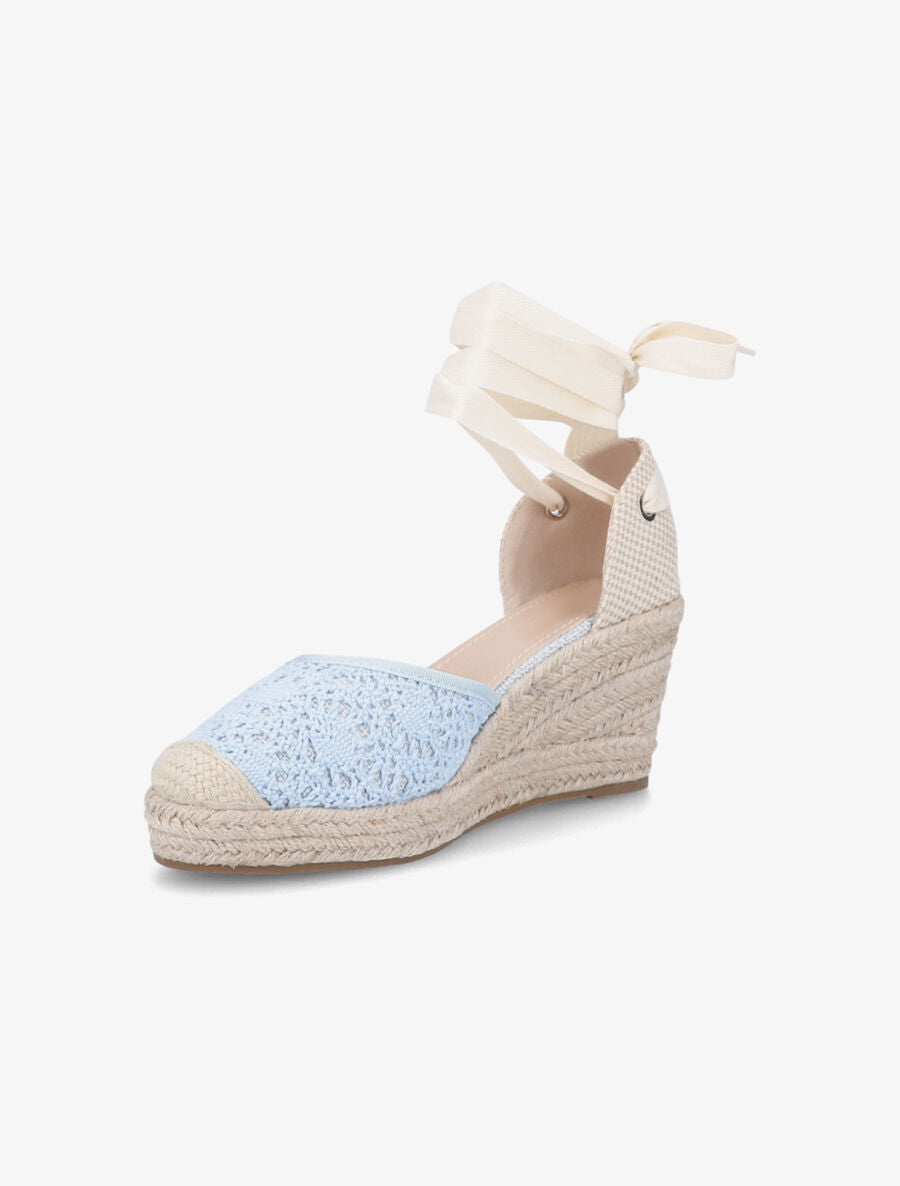 Sandales compensées en crochet à nouer - Bleu - 3