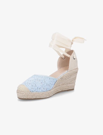 Sandales compensées en crochet à nouer - Bleu - 3