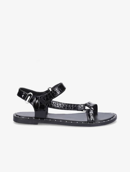 Nu-pieds à sangles effet croco - Noir - 1