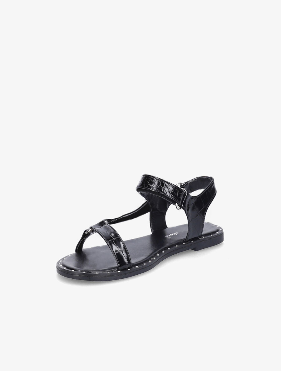 Nu-pieds à sangles effet croco - Noir - 3