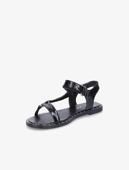 Nu-pieds à sangles effet croco - Noir - 3