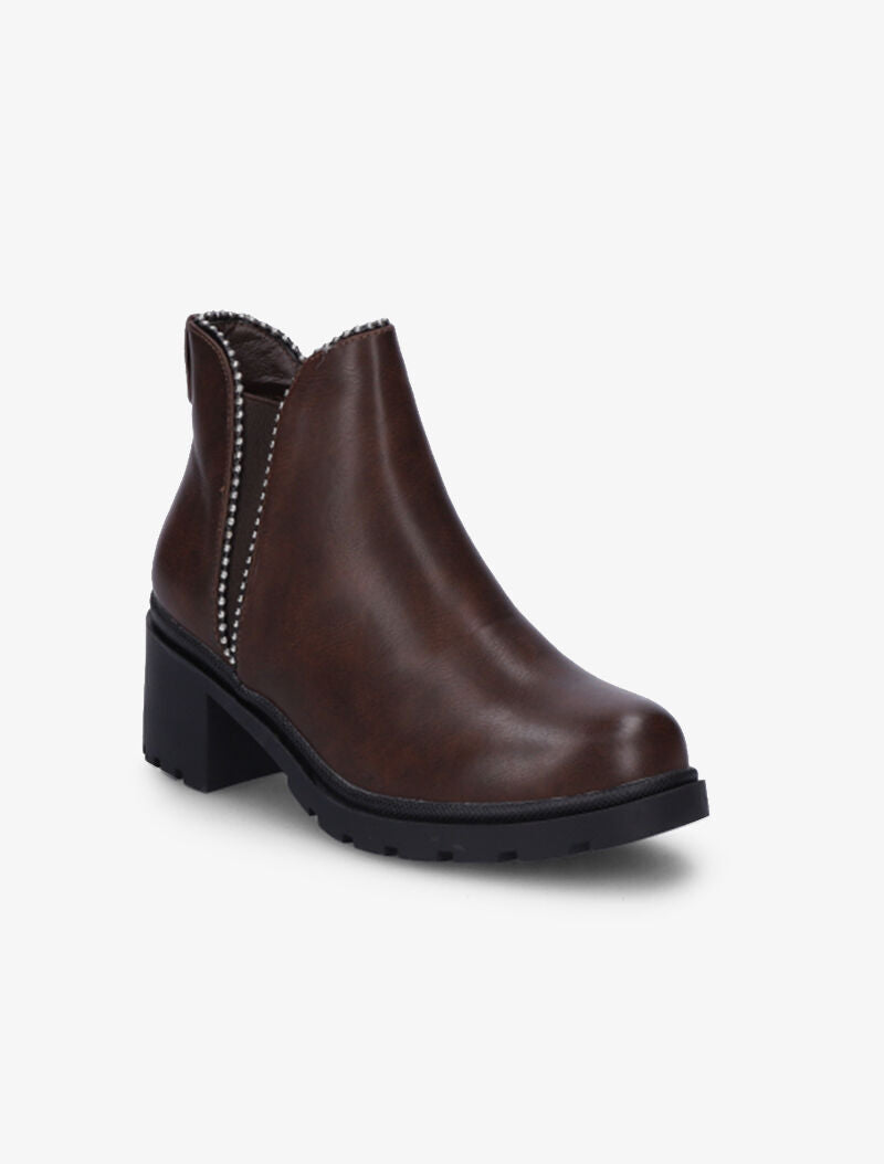 Chelsea boots cloutées à semelles crantées - Marron - 3