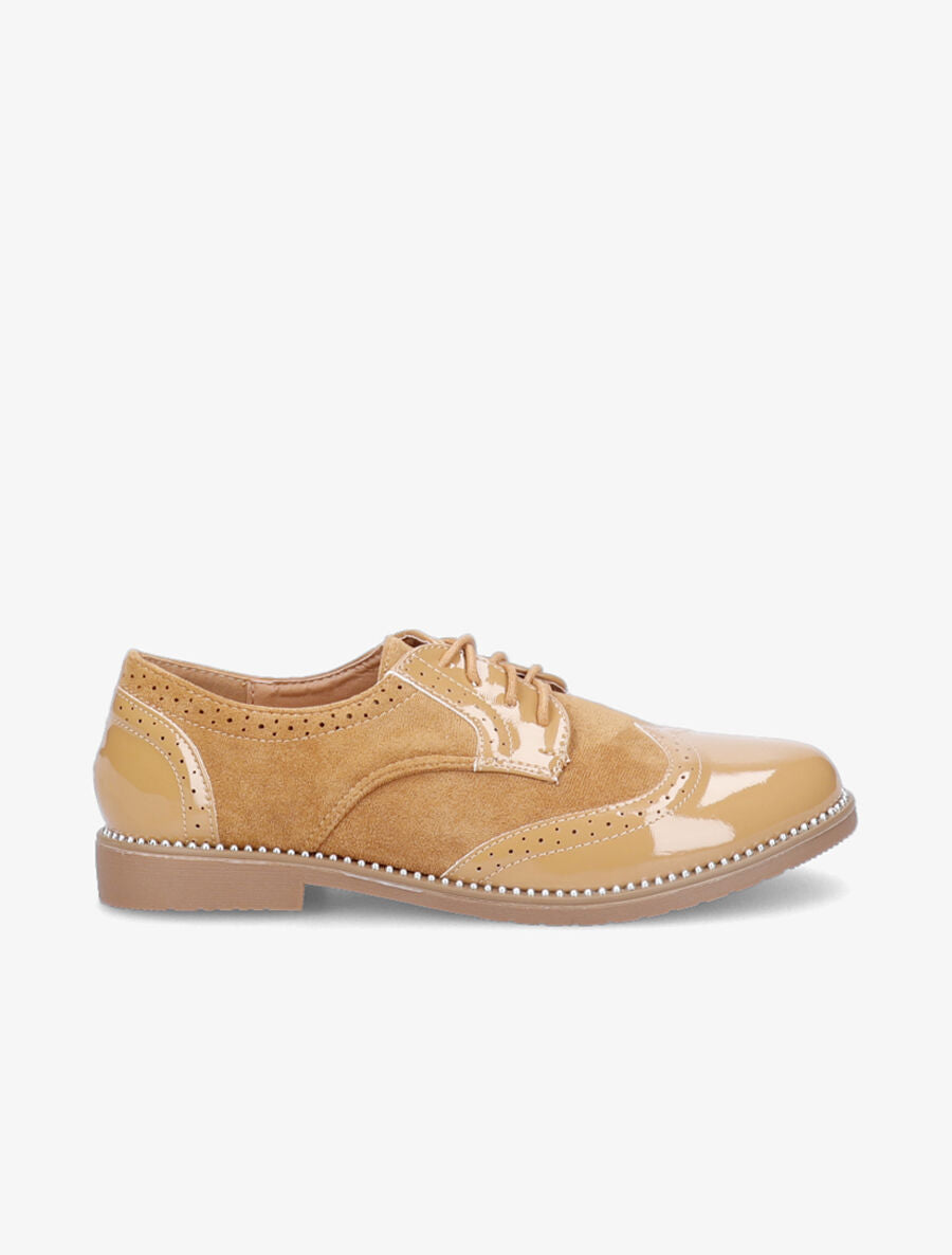 Derbies bimatière à bords cloutés - Camel - 1
