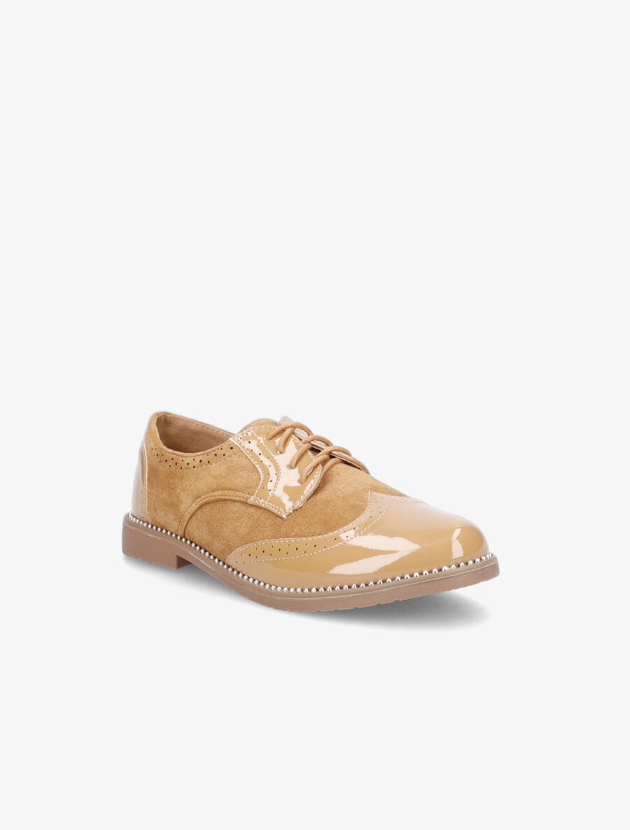 Derbies bimatière à bords cloutés - Camel - 2