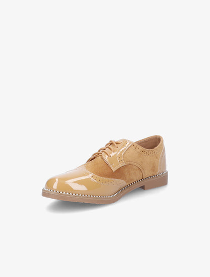 Derbies bimatière à bords cloutés - Camel - 3