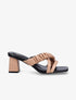 Mules à talon carré et brides stylisées - Camel - 5