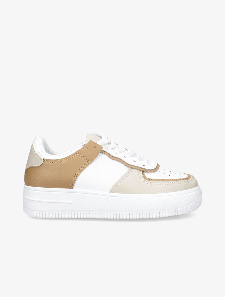 Sneakers à empiècements contrastants - Beige/camel - 6