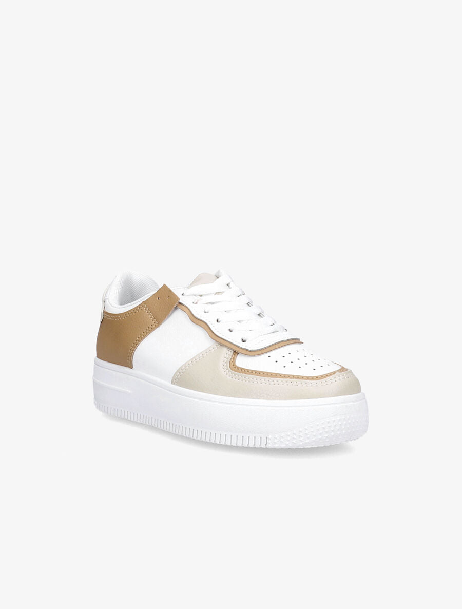Sneakers à empiècements contrastants - Beige/camel - 2