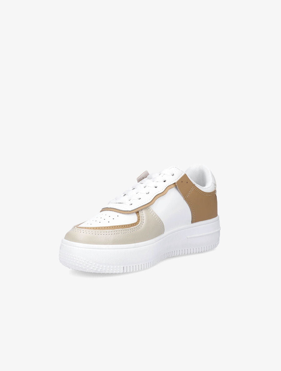 Sneakers à empiècements contrastants - Beige/camel - 4