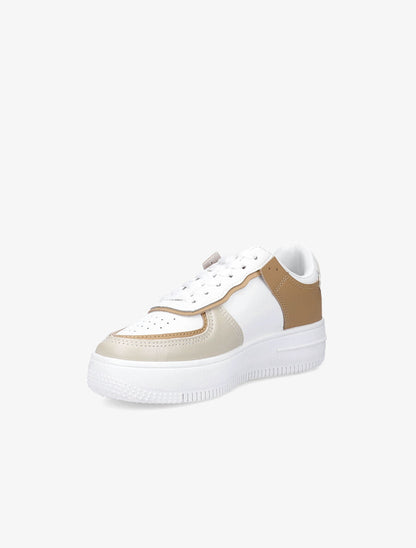 Sneakers à empiècements contrastants - Beige/camel - 4