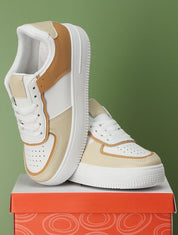 Sneakers à empiècements contrastants - Beige/camel - 1