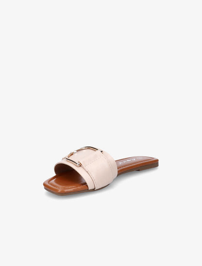 Mules plates à boucles stylisées - Beige - 3