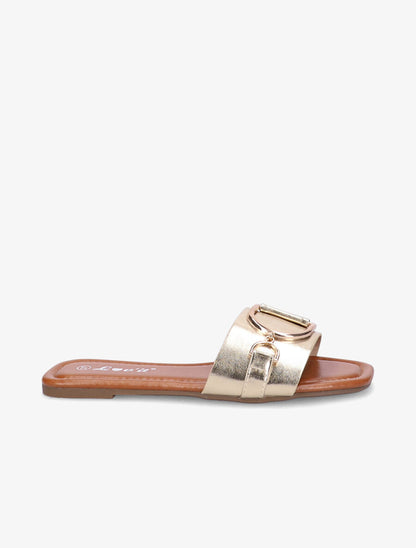 Mules plates à boucles stylisées - Or - 1