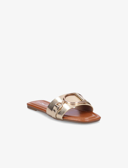 Mules plates à boucles stylisées - Or - 2