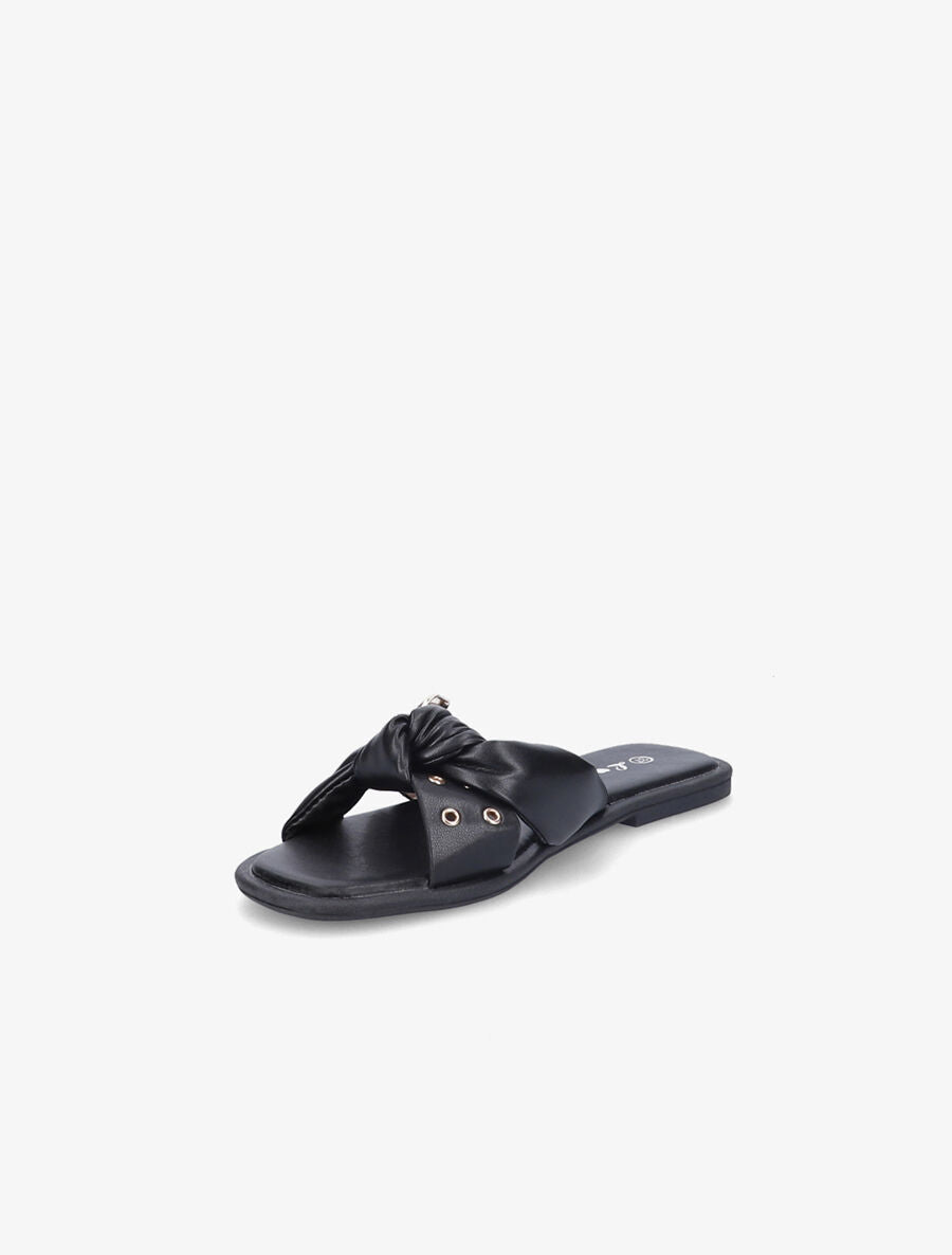 Mules à boucles métalliques et noeud - Noir - 3