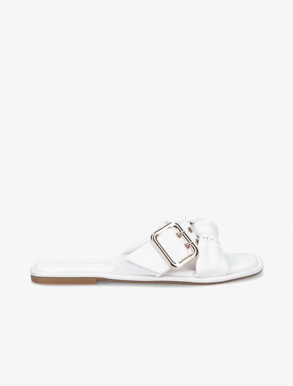 Mules à boucles métalliques et noeud - Blanc - 1