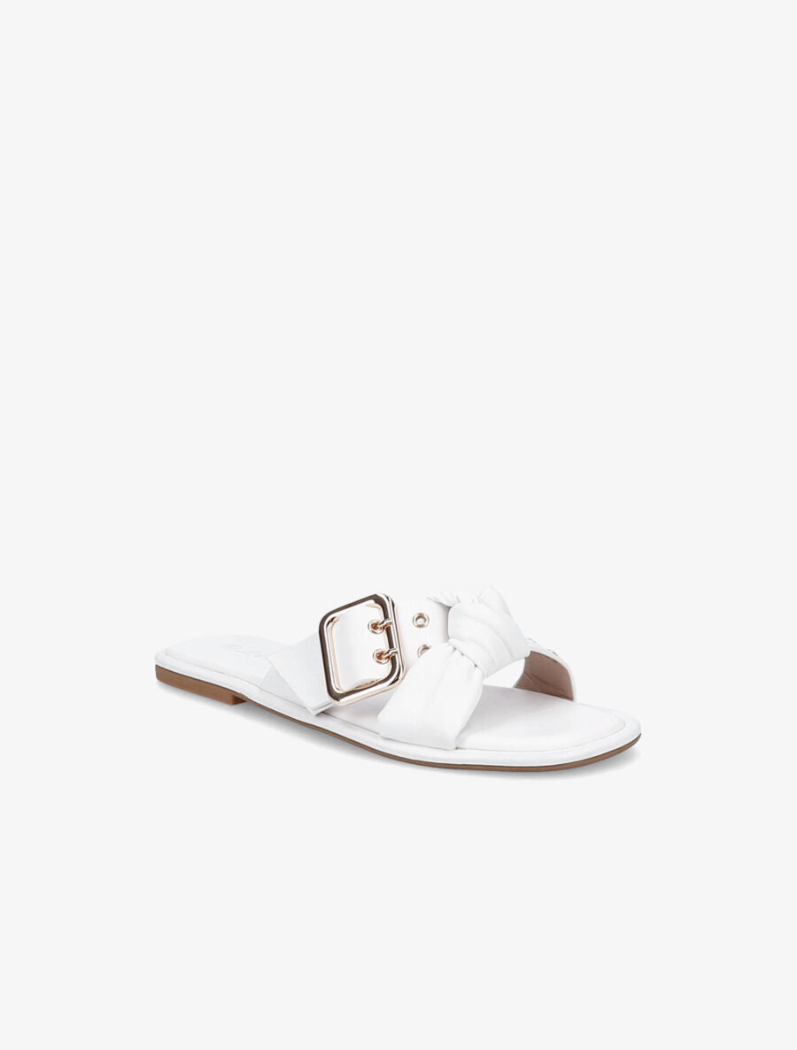 Mules à boucles métalliques et noeud - Blanc - 2