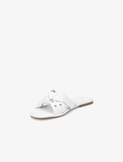 Mules à boucles métalliques et noeud - Blanc - 3