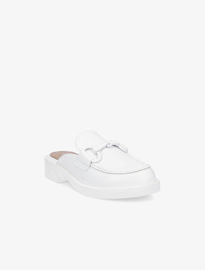 Mules monochrome style mocassin à boucle - Blanc - 2