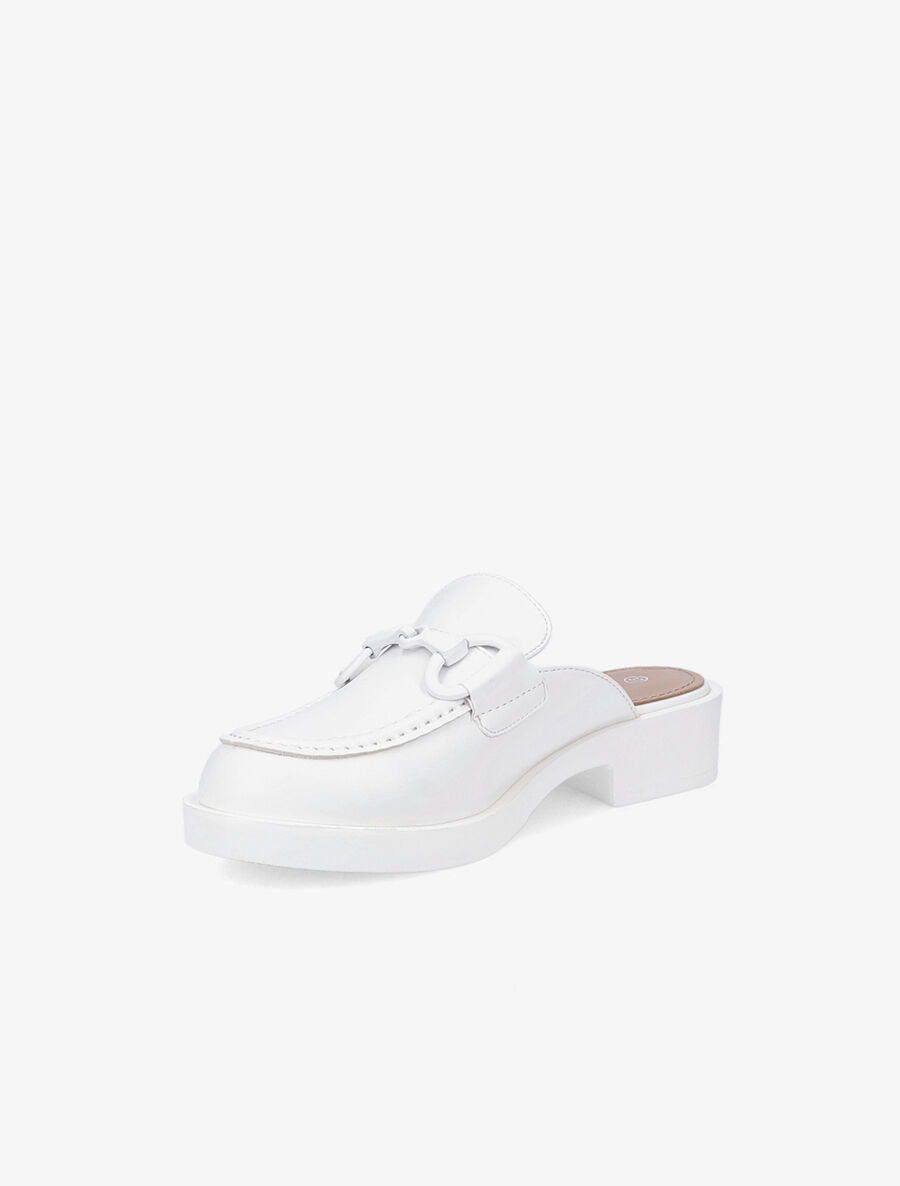 Mules monochrome style mocassin à boucle - Blanc - 3
