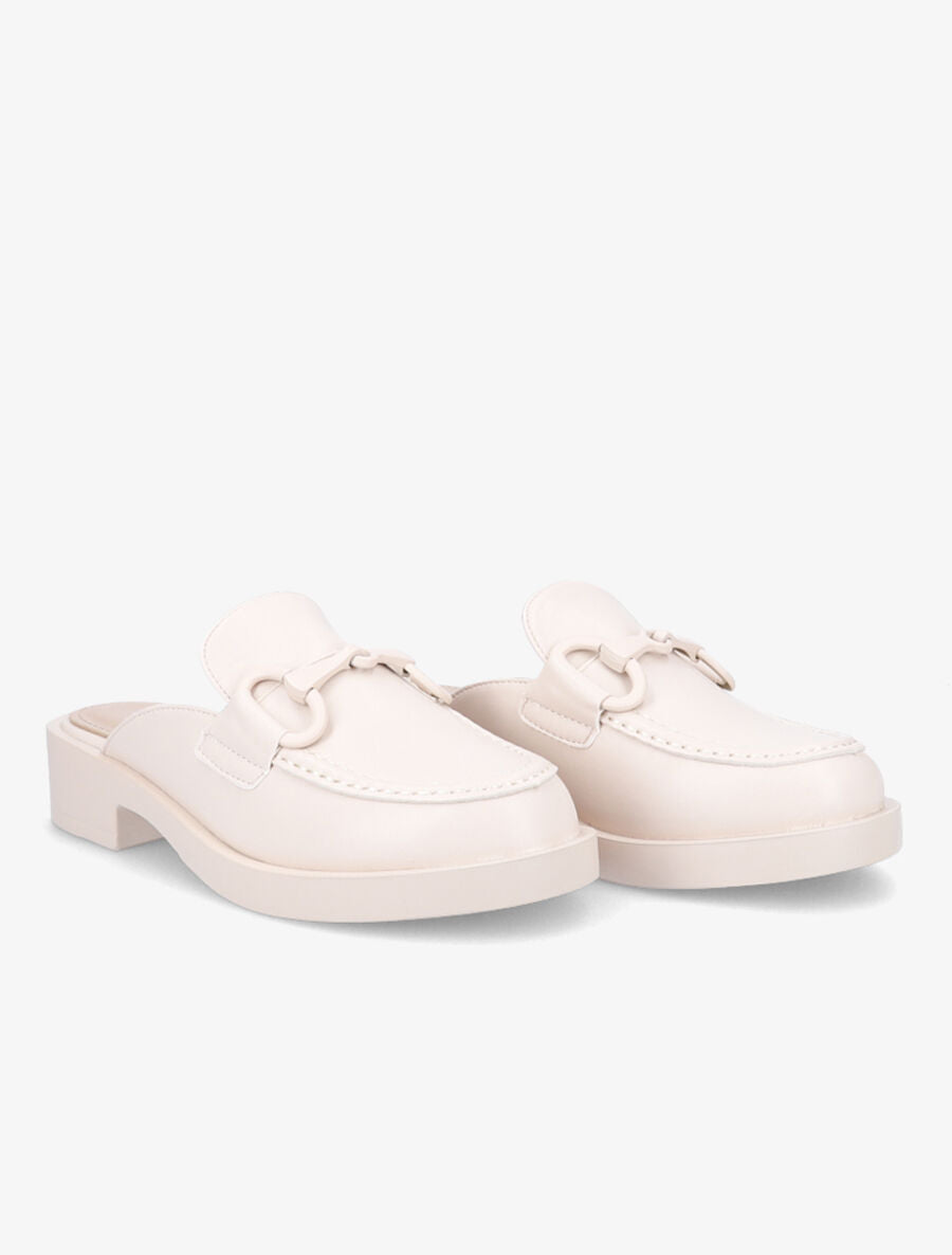 Mules monochrome style mocassin à boucle - Beige - 4