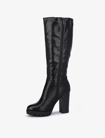 Bottes à talons hauts et à semelles crantées - Noir - 2