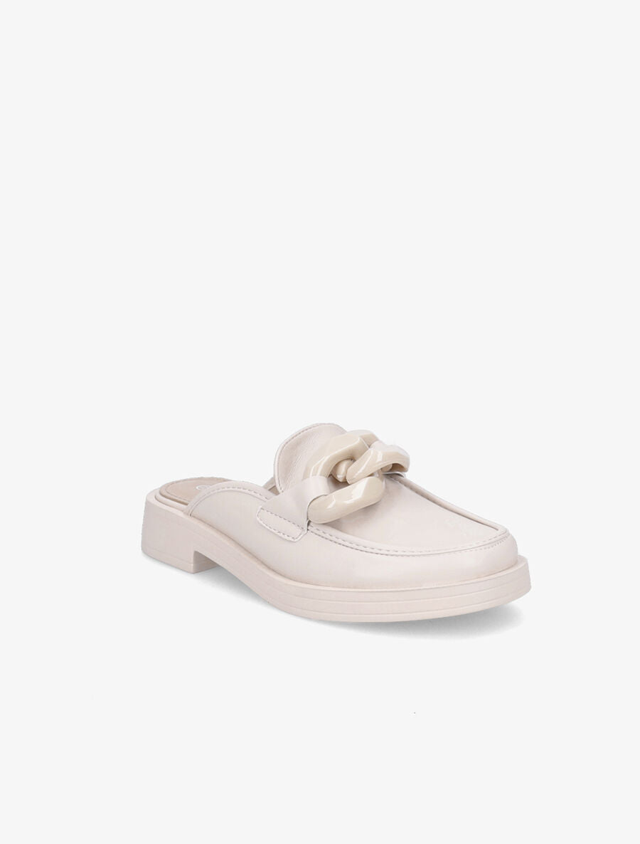 Mules en simili détail maillons - Beige - 2