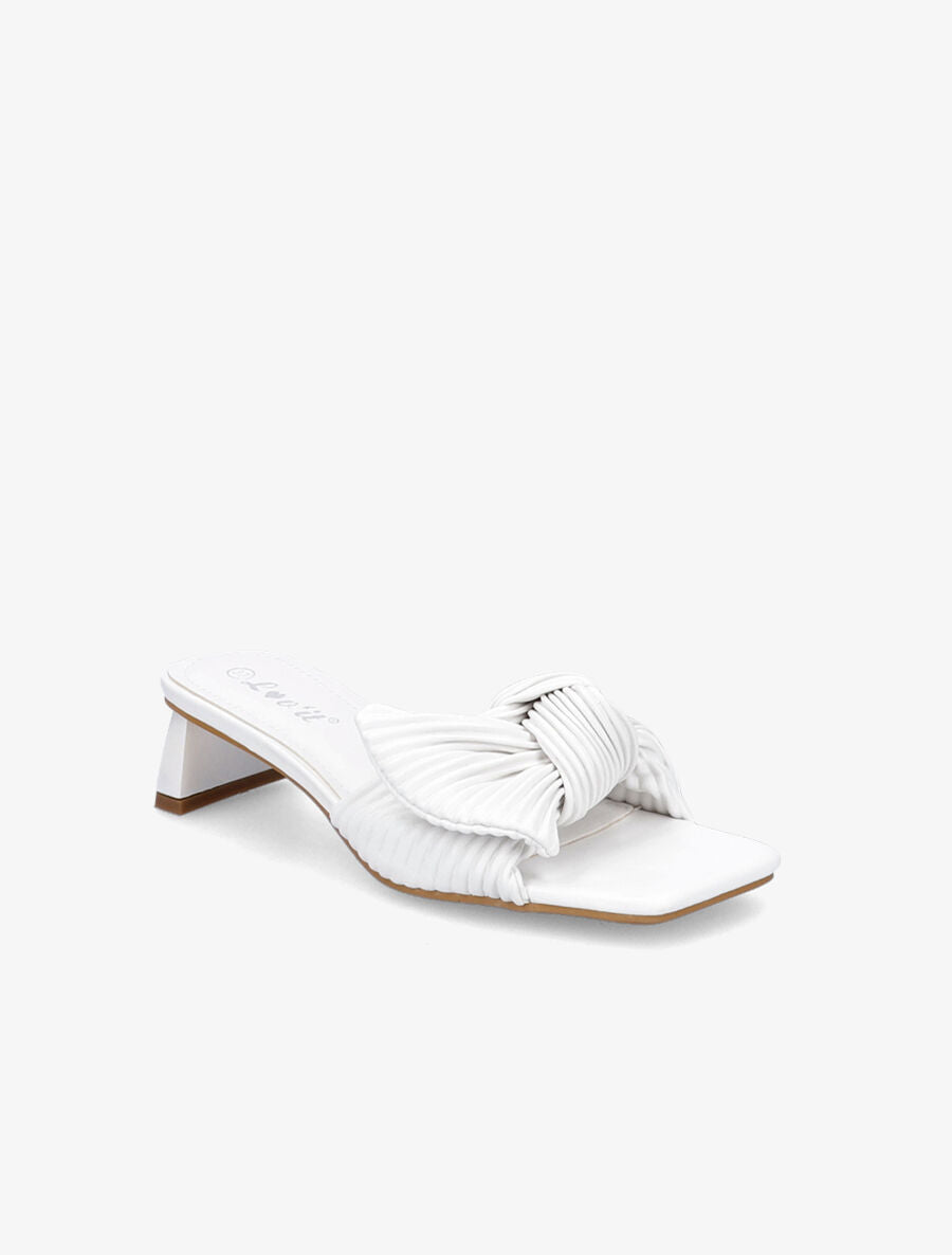 Mules striées à noeud - Blanc - 2