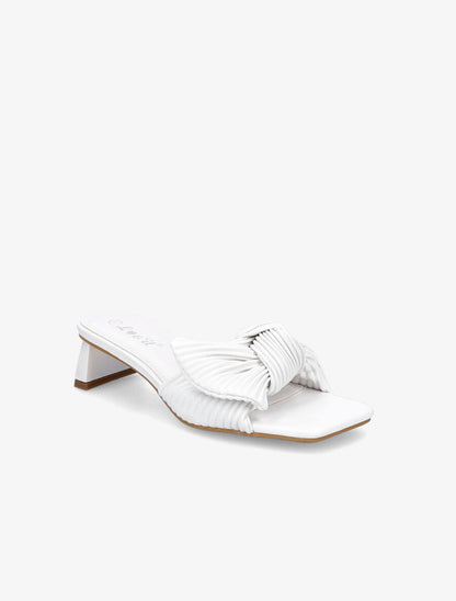 Mules striées à noeud - Blanc - 2