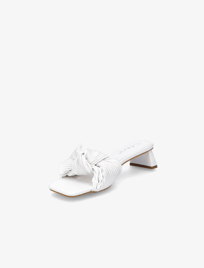 Mules striées à noeud - Blanc - 3