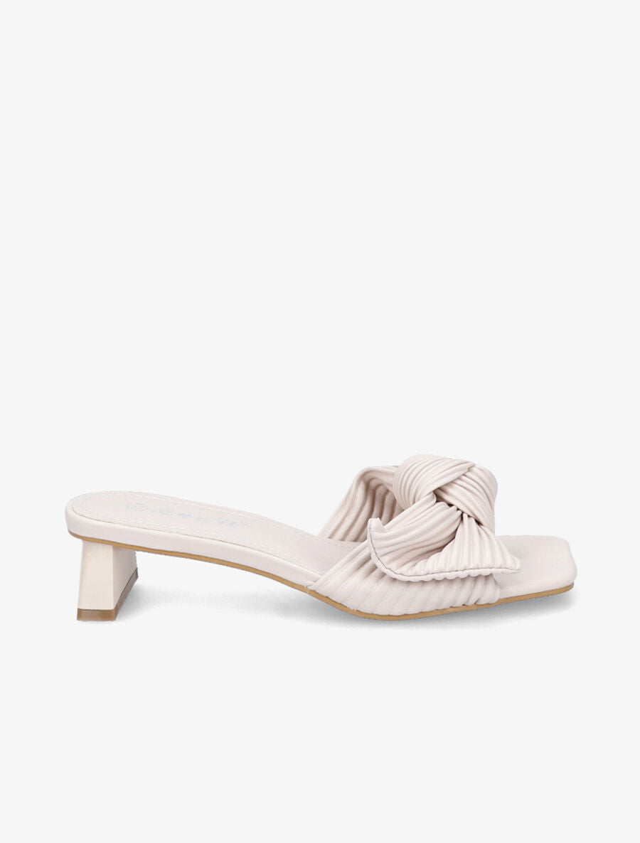 Mules striées à noeud - Beige - 5