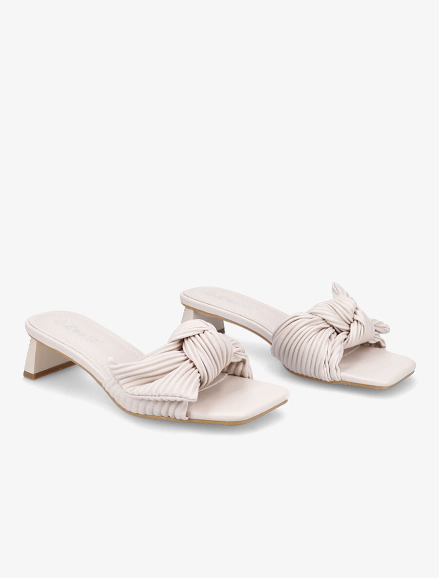 Mules striées à noeud - Beige - 4