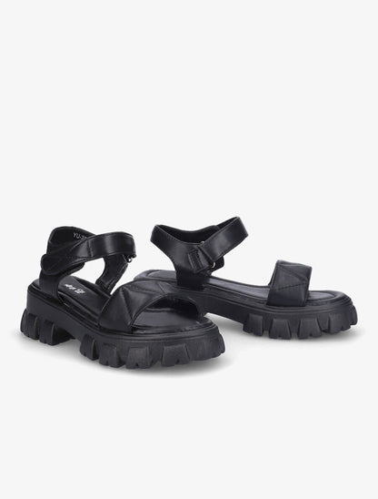 Sandales matelassées à semelles chunky - Noir - 4
