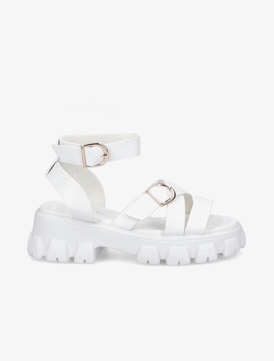 Sandales simili uni à semelles chunky - Blanc - 1