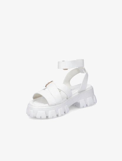 Sandales simili uni à semelles chunky - Blanc - 3