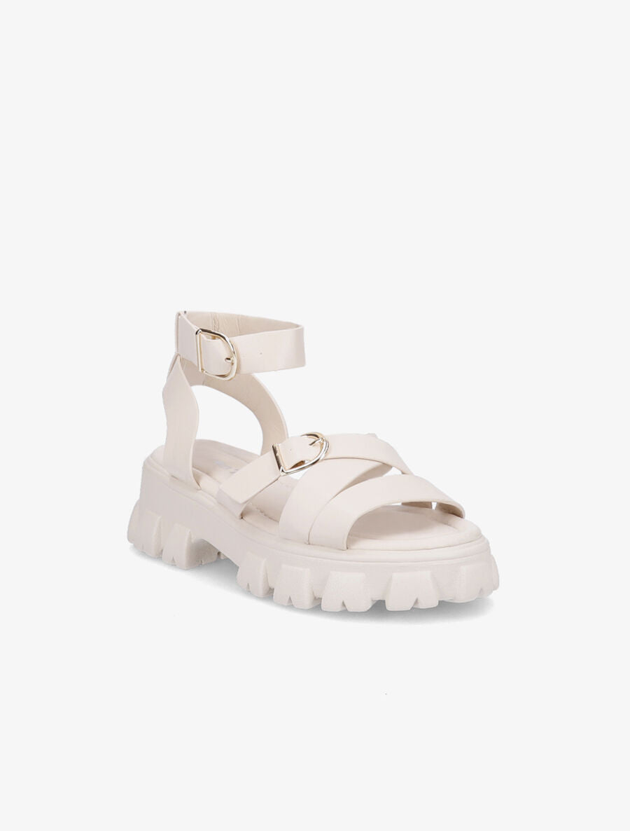 Sandales simili uni à semelles chunky - Beige - 2